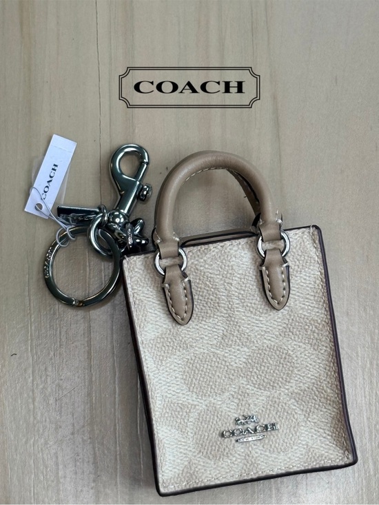 Coach Accessories - NWT Coach North/South Mini Tote Bag Charm Keychain in Signature Canvas - CX069
